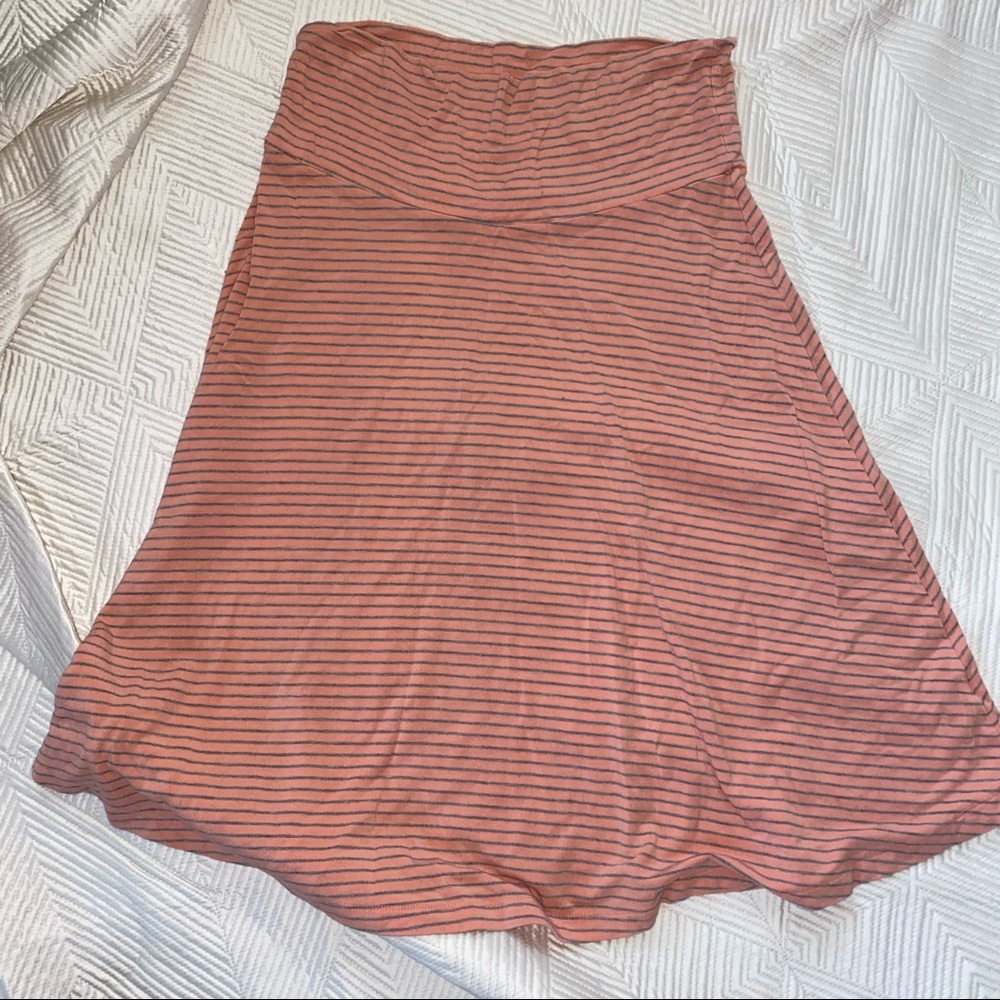 Gap Coral & Gray Striped Skirt - Small